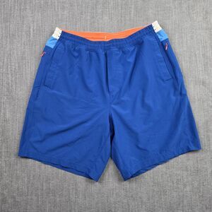 Birddogs Mens XXL Long Lined Athletic Gym Shorts Blue Orange Stretch Lined Gym
